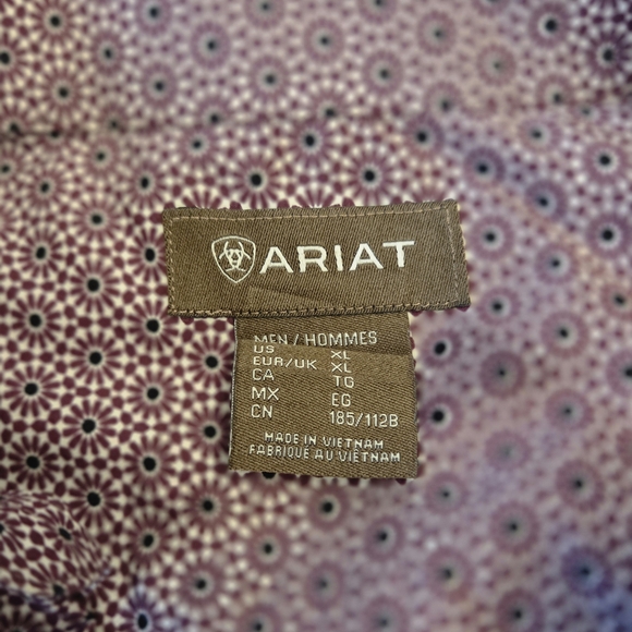 Ariat Men's Purple Patterned Button Down Shirt - Picture 2 of 4